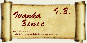 Ivanka Binić vizit kartica
